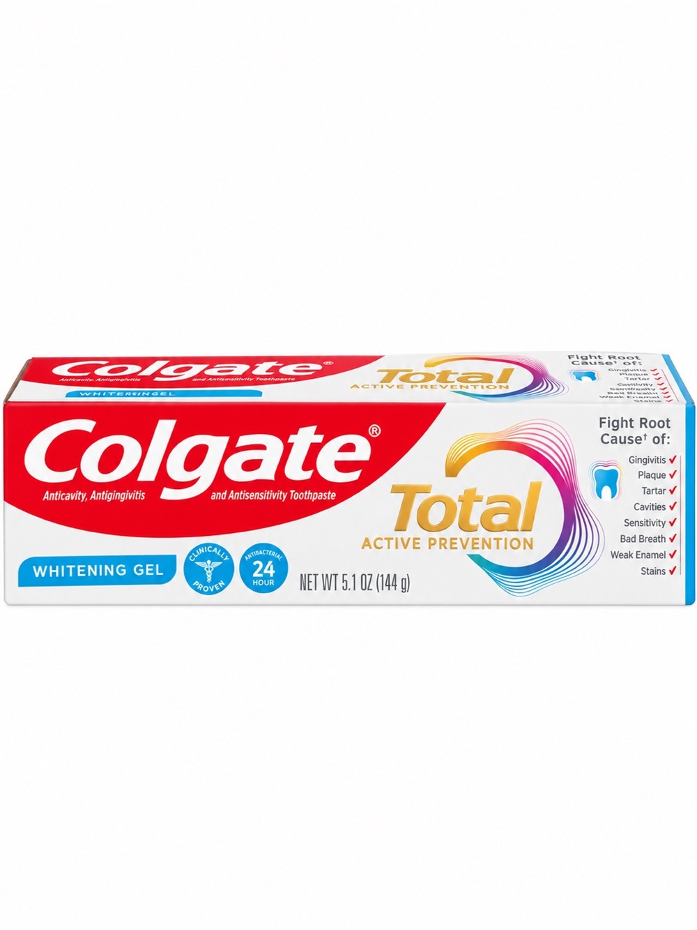 Colgate Total Whitening Gel Toothpaste - White and Red